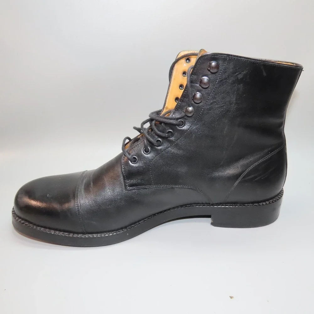Men's Beckett Simonon Boots Black Leather‎ Lorenzo Dress Cap Toe Lace Up 10.5